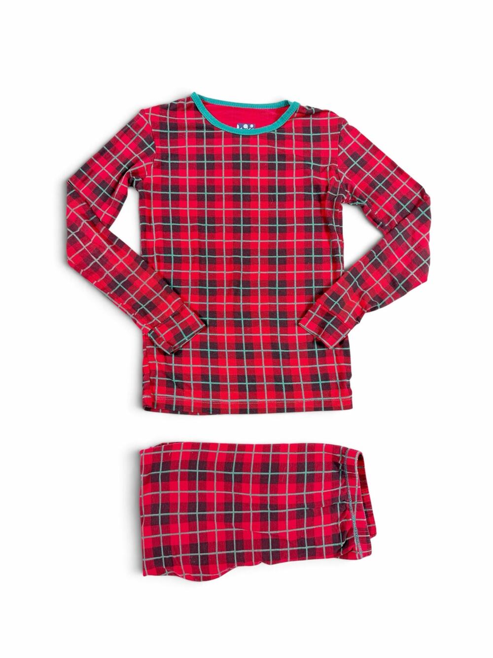 Kickee Pants Kids Tartan Plaid Pajama Set Red Green Size 8 Holiday